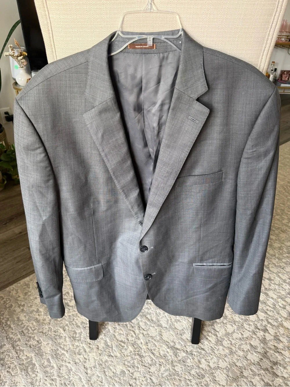 Peter Millar CA00429 Gray Wool Blazer Sport Coat 46R Made in Canada